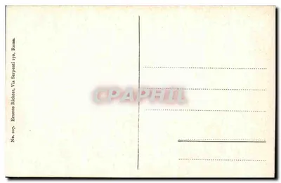 Rzym — Świątynia Pallady — Ruiny antyczne z statua — Ernesto Richter, nr 207 — Rewers