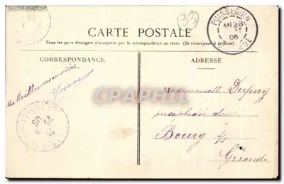 Stara pocztówka Monbadon Pres Libourne Katedra i Zamek Monbadon — Rewers