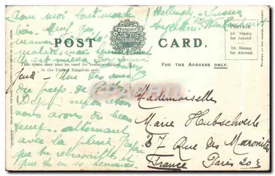 Bilhete postal antigo Holyhean Cost from south Stack — Verso