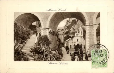 Monte-Carlo — Igreja de Santa Dévote — Carta postal da União Postal Universal