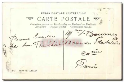 Monte-Carlo — Igreja de Santa Dévote — Carta postal da União Postal Universal — Verso