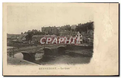 Bilhete postal antigo Vista do cais de Hennebont