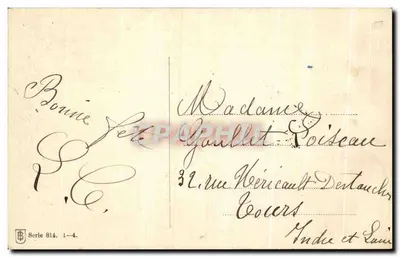 Młyn wodny — krajobraz wiejski — seria 814, wydawca B. (Boulogne-Billancourt ?) — Rewers
