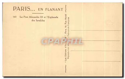 Most Alexandre III i Esplanada Invalidów — Paryż — Wydawnictwo Art Yvon — Rewers