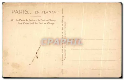 Paris — O Palácio da Justiça e o Pont du Change — Edições d'Art YVON — Verso