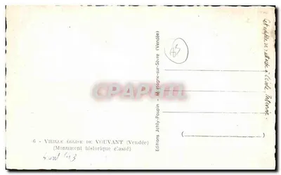 Vouvant - Igreja (Monumento Histórico) — Edições Jethly-Poupin, n°6 — Verso