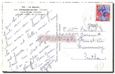 Os rochedos da Sauzaie — perto de Brétignolles-sur-Mer (Vendée) — Edição Jehly-Paupin — Verso