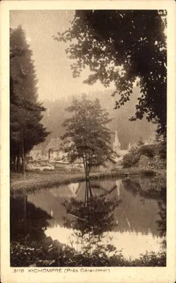 Kichompré (Près Gérardmer) — vista do vilarejo e de seu lago — editor BRAUN & Cie, Dornach