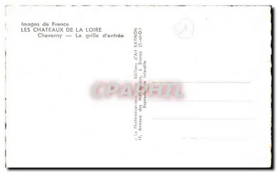 Cheverny — O castelo — A grade de entrada — Edições d'Art Raymon (S.-e.-O.) — Verso