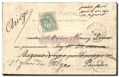 Bilhete postal antigo St Jean Du Doigt A Fonte — Verso