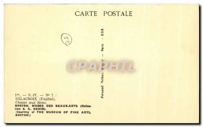 Caccia ai leoni — Eugène Delacroix — Editore Ferrand Nathan, Parigi, n° 355 — Verso