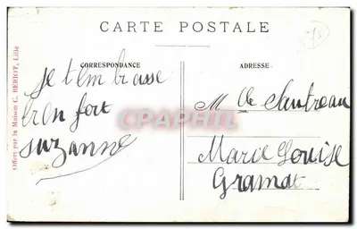 Stara pocztówka Paryż Cour du Garrousel Louvre — Rewers
