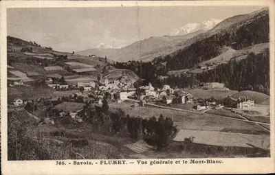 Flumet — Vue générale et le Mont-Blanc — éditeur L. Moreau, phot.édit. - N° 366