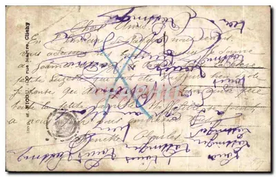 Bilhete postal antigo Páscoa feliz Sininho — Verso