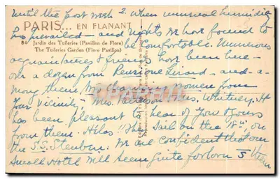 Ogród Tuileries — Pawiak Flore — Wydawca Yvon, n°84 — Rewers