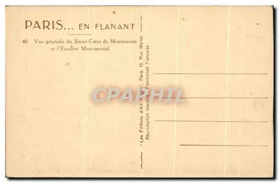 Święty Serce Montmartre — Ogólny widok i monumentalny schodów — Wydawnictwo Sztuki 'Stare' Paryż — Rewers
