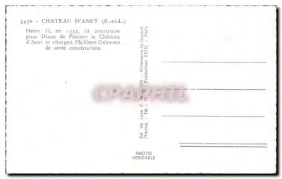 Castelo de Anet — Editor Mignon, n° 5430 — Verso