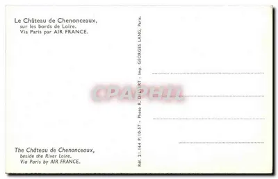 Zamek Chenonceaux — nad brzegami Loary — Wyd. Georges Lang, Paryż — Rewers