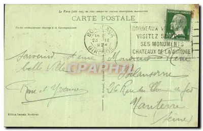Bordeaux - Navios em Baía — Edição Larreix, n° 274 — Verso