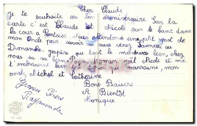 Kinderen op bankje — Verjaardag — C. Viveq, N° 442 — Achterkant