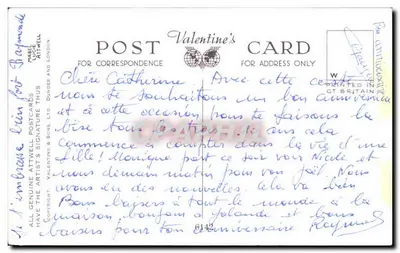 Menina com cachos de cabelo — Mabel Lucie Attwell — Cartão de Valentim — Verso