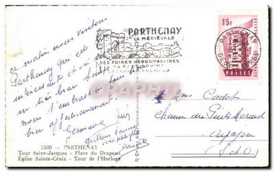 Parthenay — Lembrança de Parthenay — Graphphil — Verso