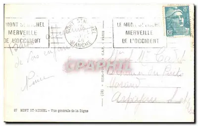 Mont Saint-Michel — Ogólny widok Digue — Stara pocztówka n°87 — Rewers
