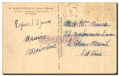 Fontainebleau - La forêt d'Apremont - La caverne des brigands — Les Editions d'Art Mon — Verso