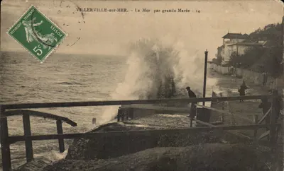 Bilhete postal antigo Villerville Sur Mer A Mar Par Grande Maree