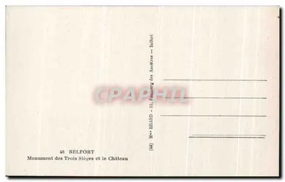 Belfort — Monumento dos Três Sítios e o Castelo — M.° BRARD — Verso