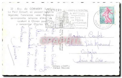 Ponte Girault em Cormery — lenda de Joana d'Arc — Edições Gaby — Verso