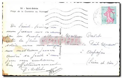 Strand van Courance bij Pointeaud — Saint-Brévin — uitgever F. Chapeau — Achterkant
