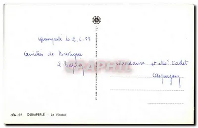 Quimperlé — O Viaduto — editor: Arts Photomécaniques, Paris — Verso