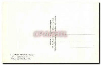 Saint-Étienne — widok ulicy i placu Hôtel de Ville — J. Lafond — Rewers