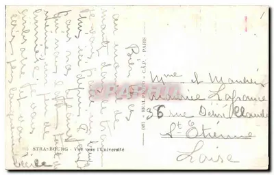 Strasbourg - Widok ku Uniwersytetowi — wydawca C.A.P. Paris, n° (49) — Rewers