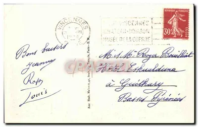 Vincennes — O Donjon — Vista Geral — E.M. n°1133 — Verso