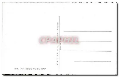 Antibes widziana z wysepki — widok z wysepki — wydawca C.A.D.S.E. nr 154 — Rewers