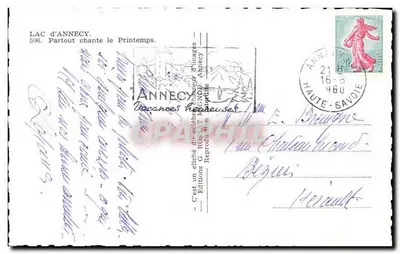 Lake d'Annecy — Lente — Uitgave G. Rousseau — Achterkant