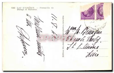 Jezioro Annecy — Półwysp Duingt i Talloires — Wydawnictwo GIL, nr 1262 — Rewers