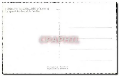 Fontaine-de-Vaucluse — O grande Rocher e a Vale — Foto G. Magon — Verso