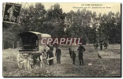 Camp de Mailly — Installation du poste télégraphique sans fil — Éditeur Champagnes, Guerres et militaires