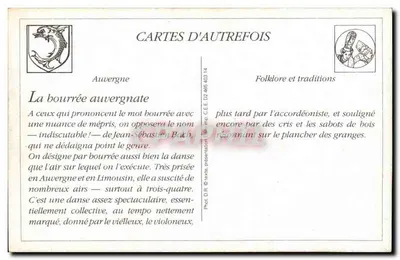 Bourrée auvergnate — taniec folklorystyczny — Cartes d'autrefois, n°4-LL — Rewers