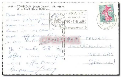 Combloux (Wysokie Savoie) — widok na Mont Blanc — Les Éditions Cellard, Bron — Rewers