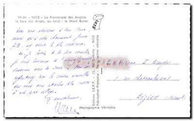 Nice - Promenada Anglijska — widok na zatokę Angeli i Wzgórze Boron — Wydawnictwo S.E.P.T. - 25, ul. Gobella — Rewers