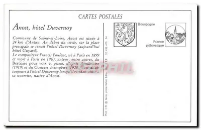 Anost — Hotel Duvernoy e a Praça — Bacot, editor — Verso