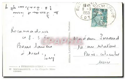 Kaplica Cudowna — Rocamadour — Wydawnictwo Labouché Frères — Rewers