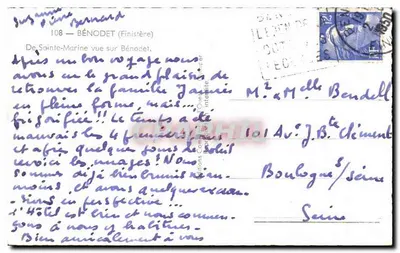 Sainte-Marine vista sobre Bénodet — editor Réma, n° 108 — Verso