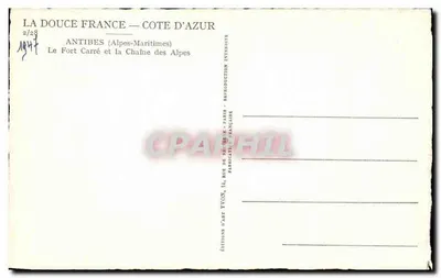 Antibes — O Forte Carré e a Cadeia dos Alpes — Éditions d'Art Yvon — Verso