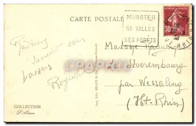 Stara pocztówka Munster dom Voeckel — Rewers