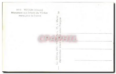 Monumento ai Bambini di Verdun — Verdun (Meuse) — Les Éditions d'Art Yvonne, Paris — Verso